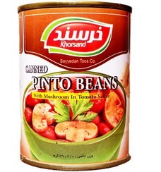 خرسند کنسرو لوبیا چیتی با قارچ 370 گرمی